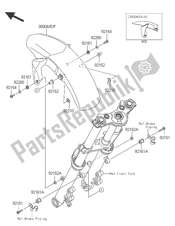 All parts for the Front Fender(s) of the Kawasaki ER 6F ABS 650 2016