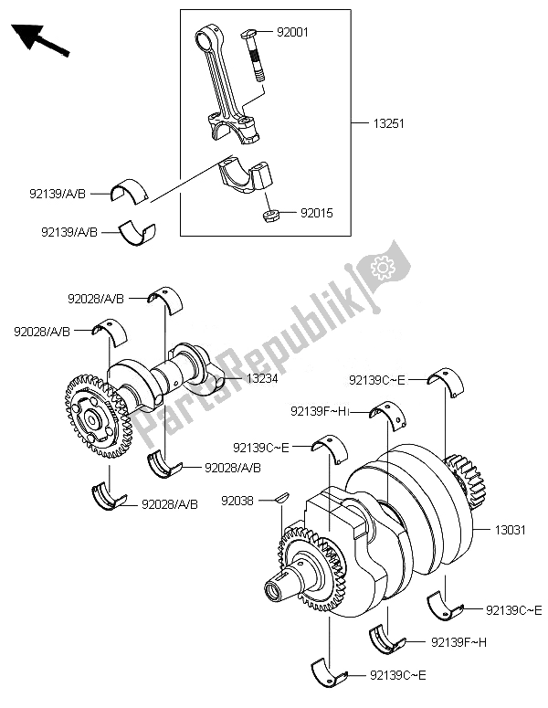 Toutes les pièces pour le Vilebrequin du Kawasaki Ninja 300 2014