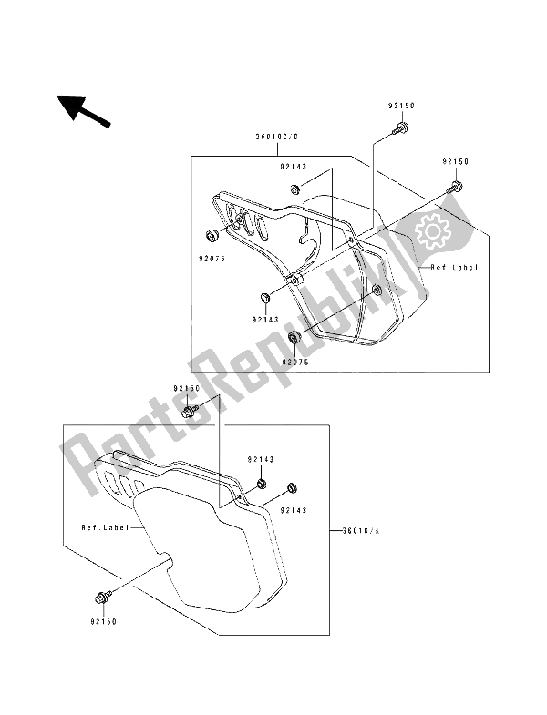 Toutes les pièces pour le Couvercle Latéral du Kawasaki KX 500 1990