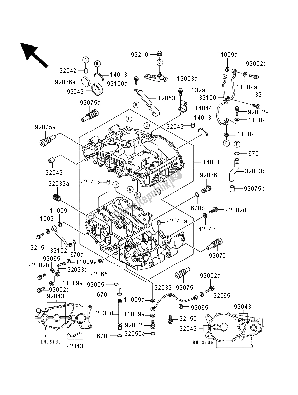 Toutes les pièces pour le Carter du Kawasaki EN 500 2000