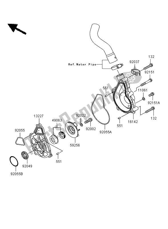 All parts for the Water Pump of the Kawasaki Versys 650 2007