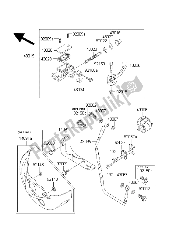 Tutte le parti per il Pompa Freno Anteriore del Kawasaki KX 125 2003