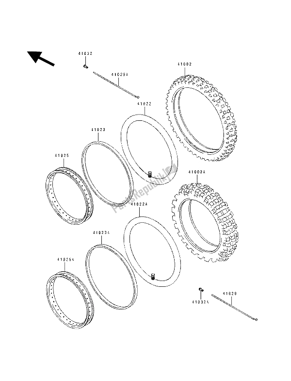 Todas las partes para Neumático de Kawasaki KDX 250 1991