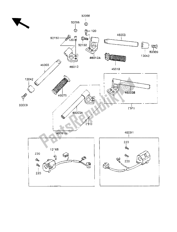 Toutes les pièces pour le Guidon du Kawasaki ZZ R 1100 1990