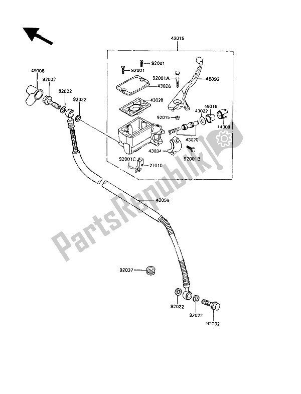 Todas las partes para Cilindro Maestro Delantero de Kawasaki LTD 450 1989