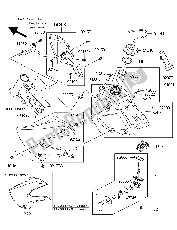 Tutte le parti per il Serbatoio Di Carburante del Kawasaki KLX 110 2009