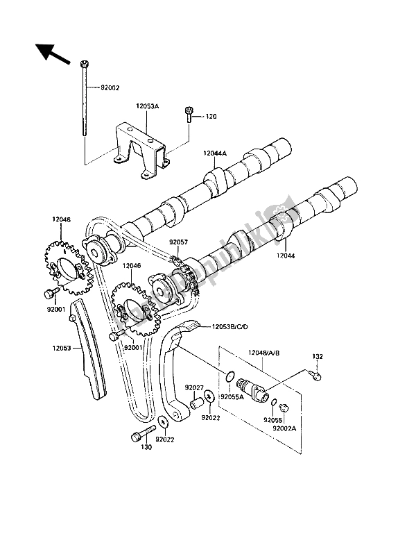 All parts for the Camshaft(s) & Tensioner of the Kawasaki 1000 GTR 1988