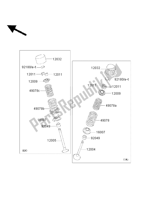 All parts for the Valve of the Kawasaki Ninja ZX 9R 900 2002