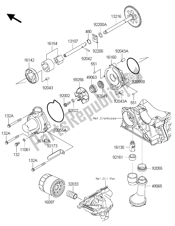 All parts for the Oil Pump of the Kawasaki Z 1000 SX 2015