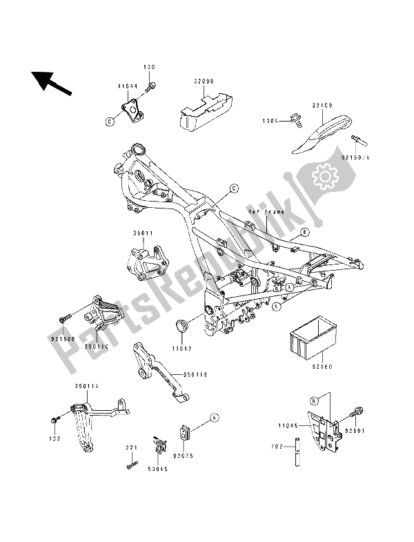 All parts for the Electro Bracket of the Kawasaki GPX 250R 1992