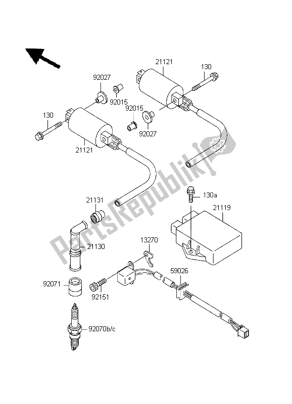 All parts for the Ignition System of the Kawasaki EN 500 1999