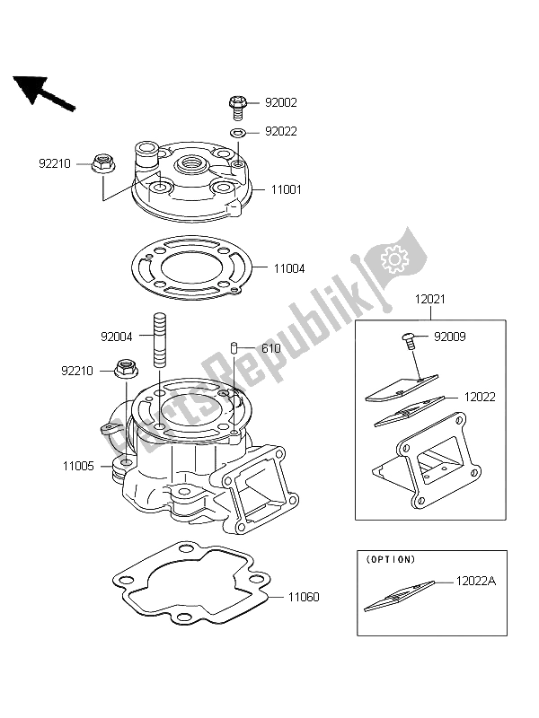 Alle onderdelen voor de Cilinderkop & Cilinder van de Kawasaki KX 65 2011