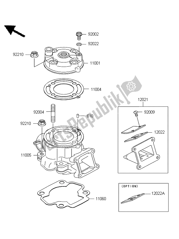 Tutte le parti per il Testata E Cilindro del Kawasaki KX 65 2011