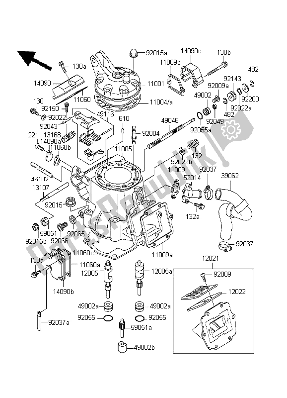 Tutte le parti per il Testata E Cilindro del Kawasaki KX 250 1999