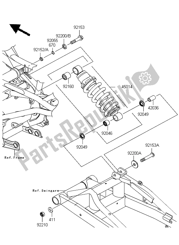 Tutte le parti per il Sospensione E Ammortizzatore del Kawasaki ER 6N 650 2009