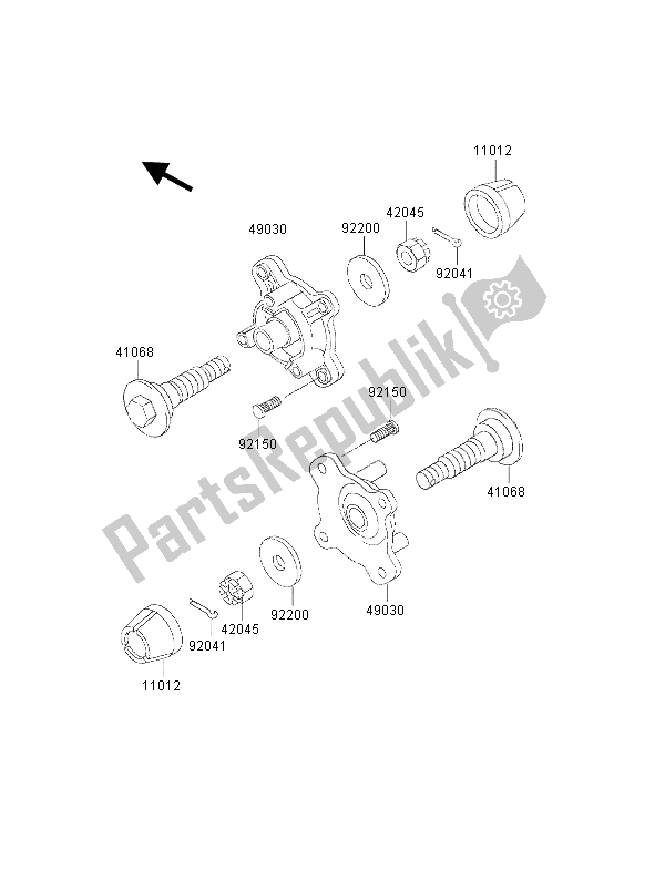 All parts for the Front Hub of the Kawasaki KVF 300 2001