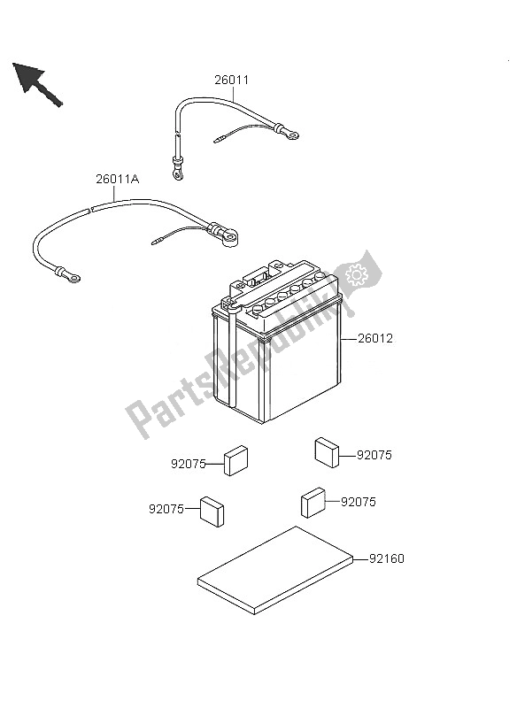 All parts for the Optional Parts (battery) of the Kawasaki KVF 360 2005