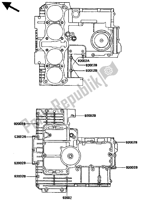 All parts for the Crankcase Bolt Pattern of the Kawasaki GPZ 1100 1985