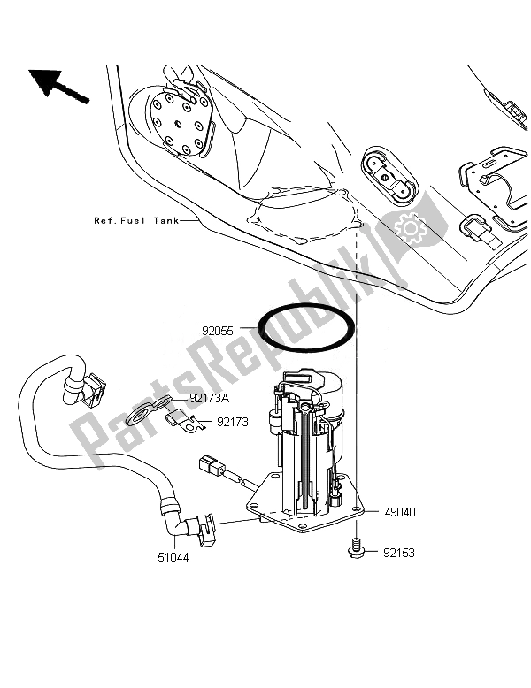 All parts for the Fuel Pump of the Kawasaki Ninja ZX 10R ABS 1000 2011