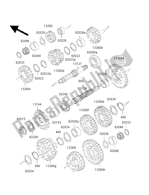 All parts for the Transmission of the Kawasaki ZZ R 600 2002