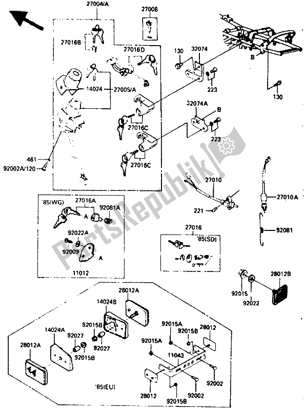 Todas las partes para Switch De Ignición de Kawasaki GPZ 750 1987