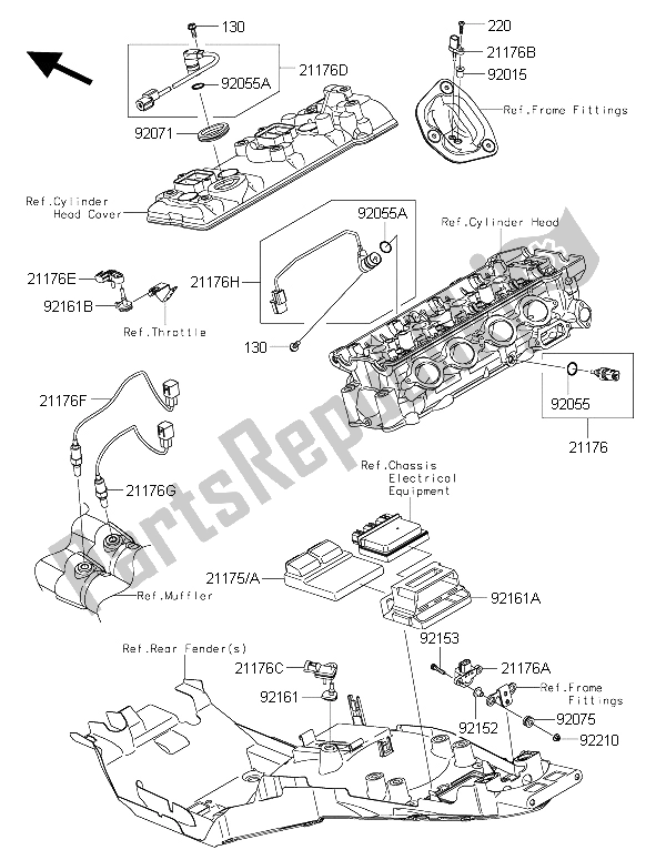 Alle onderdelen voor de Brandstof Injectie van de Kawasaki 1400 GTR ABS 2016