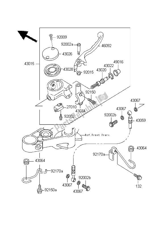 Tutte le parti per il Pompa Freno Anteriore del Kawasaki EN 500 1999