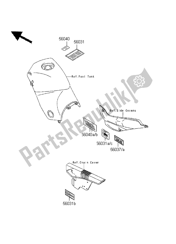 Tutte le parti per il Etichette del Kawasaki KLE 500 1999