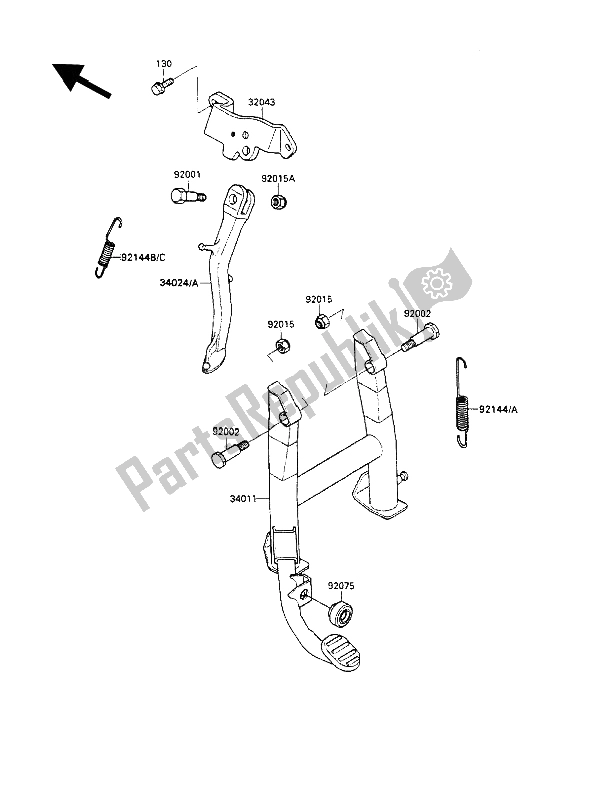 All parts for the Stand(s) of the Kawasaki GPZ 500S 1989