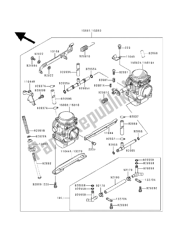 Tutte le parti per il Carburatore del Kawasaki GPZ 500S 1994