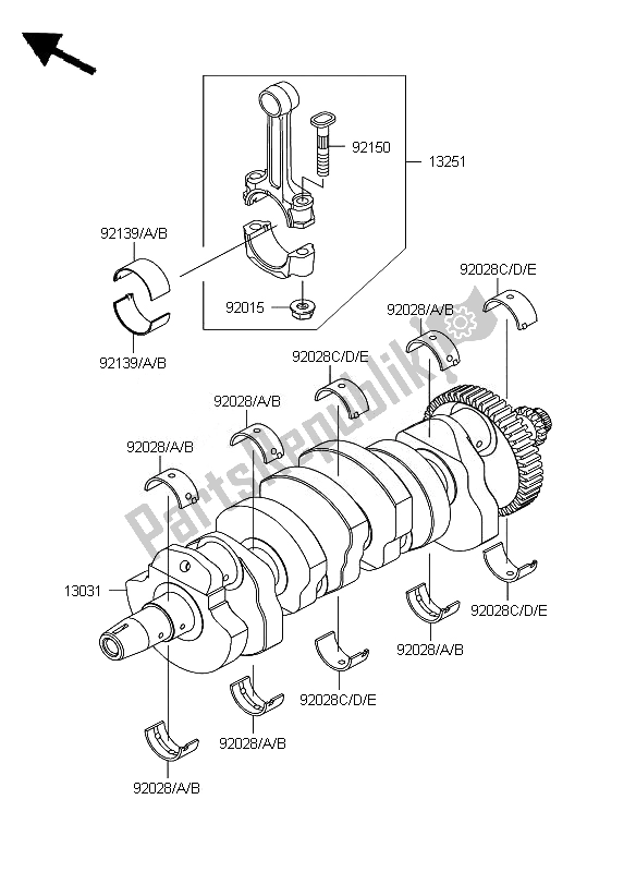 Toutes les pièces pour le Vilebrequin du Kawasaki Z 750 ABS 2007