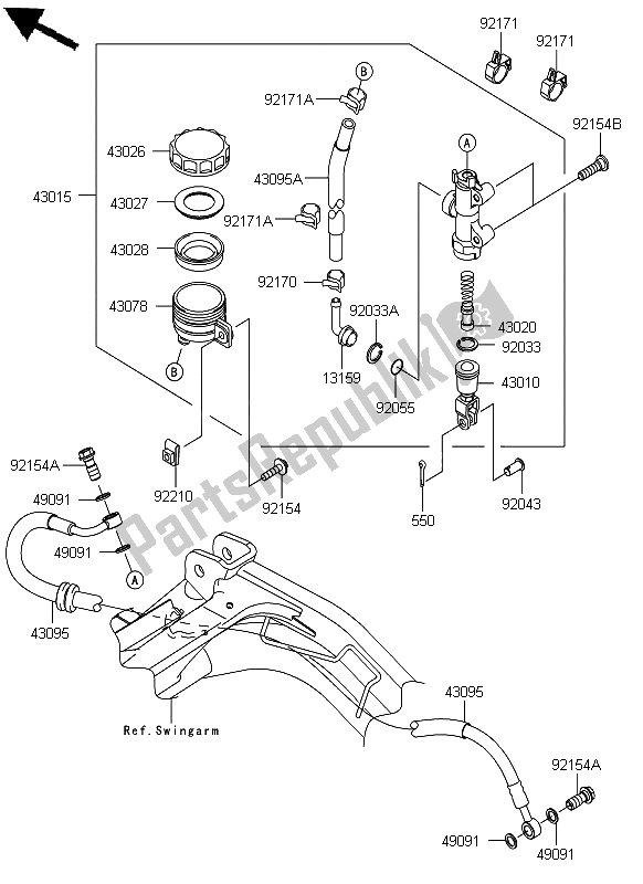 Wszystkie części do Tylny Cylinder G?ówny Kawasaki ER 6F 650 2012