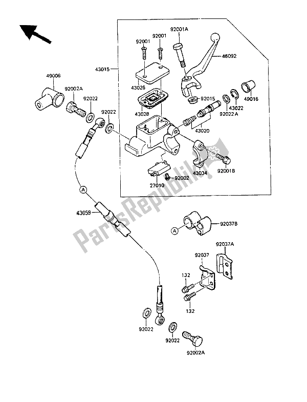 Todas las partes para Cilindro Maestro Delantero de Kawasaki KMX 125 1986