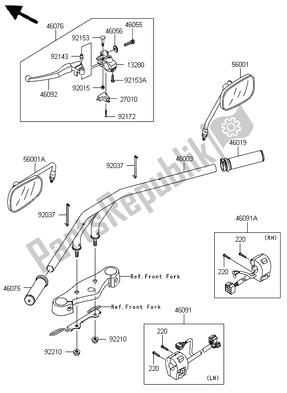 All parts for the Handlebar of the Kawasaki VN 900 Custom 2012