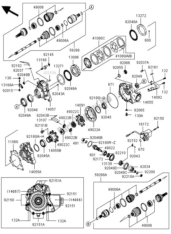 Toutes les pièces pour le Arbre De Transmission Avant du Kawasaki KVF 750 4X4 2012