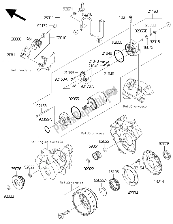 Tutte le parti per il Motorino Di Avviamento del Kawasaki KLX 250 2015