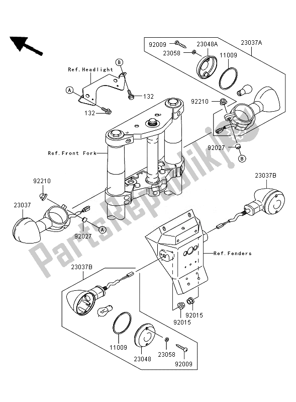 Toutes les pièces pour le Clignotants du Kawasaki VN 1600 Mean Streak 2007