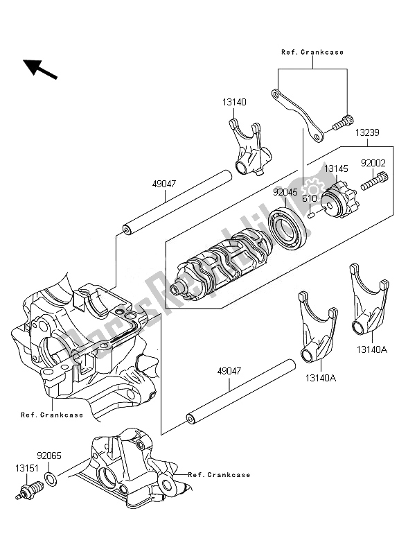 Toutes les pièces pour le Tambour De Changement De Vitesse Et Fourchette De Changement De Vitesse du Kawasaki Z 1000 2010