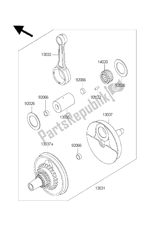 Tutte le parti per il Albero A Gomiti del Kawasaki KLX 650 1995