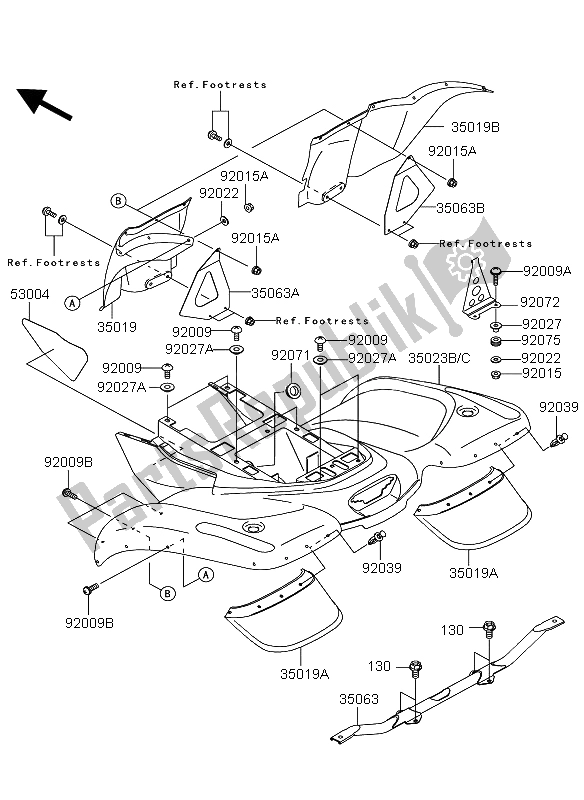 All parts for the Rear Fender of the Kawasaki KVF 360 4X4 2009