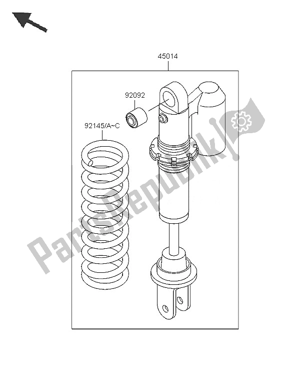 All parts for the Shock Absorber of the Kawasaki KX 65 2005