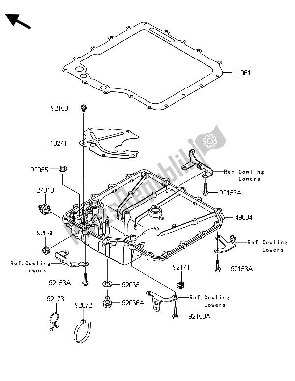 All parts for the Oil Pan of the Kawasaki ZZR 1400 ABS 2014