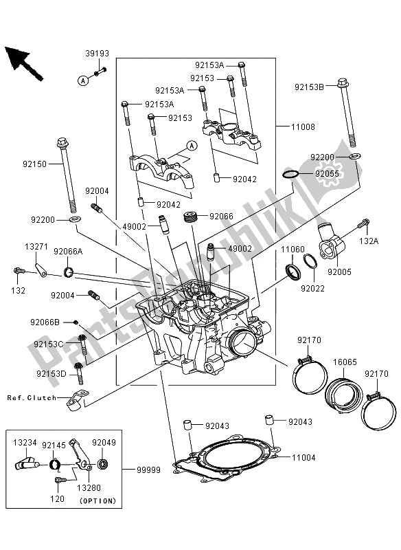 All parts for the Cylinder Head of the Kawasaki KLX 450R 2010