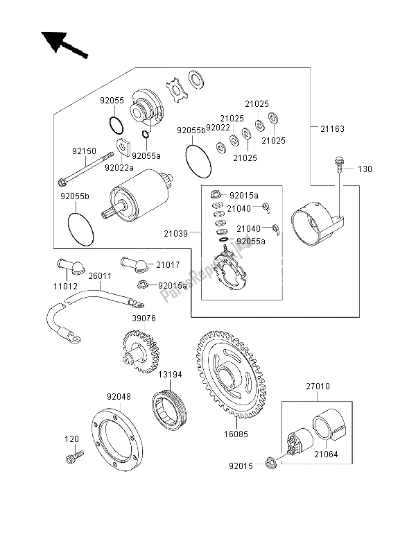 All parts for the Starter Motor of the Kawasaki KVF 400 4X4 2000