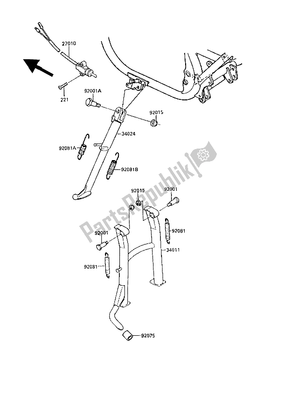 All parts for the Stand(s) of the Kawasaki GPZ 550 1989