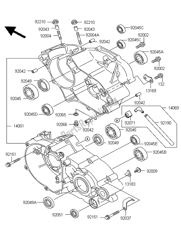 All parts for the Crankcase of the Kawasaki KX 85 SW LW 2010