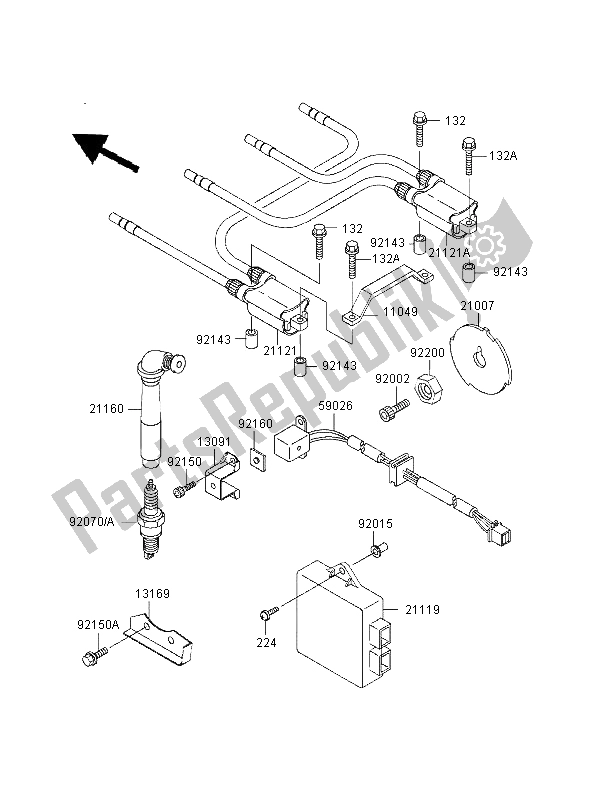 Alle onderdelen voor de Ontbrandingssysteem van de Kawasaki GPZ 1100 1998