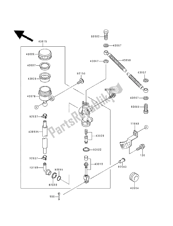 Tutte le parti per il Pompa Freno Posteriore del Kawasaki GPZ 500S 1994