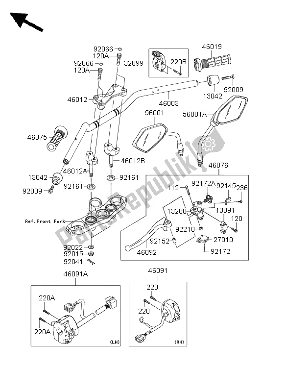 Todas las partes para Manillar de Kawasaki Z 1000 ABS 2007