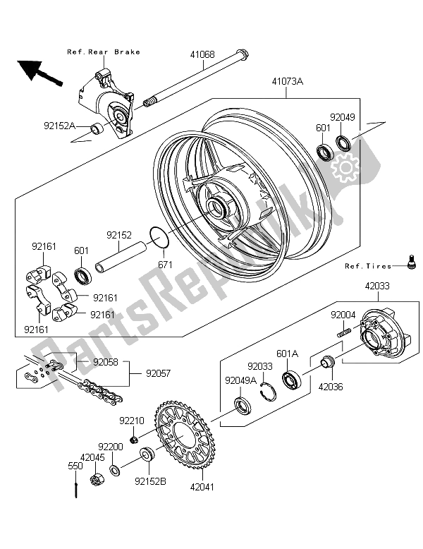 Todas las partes para Buje Trasero de Kawasaki Z 750R ABS 2012